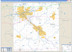 Elkhart-Goshen Metro Area Wall Map Basic Style 2026